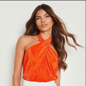 Orange Cross Neck Bodysuit